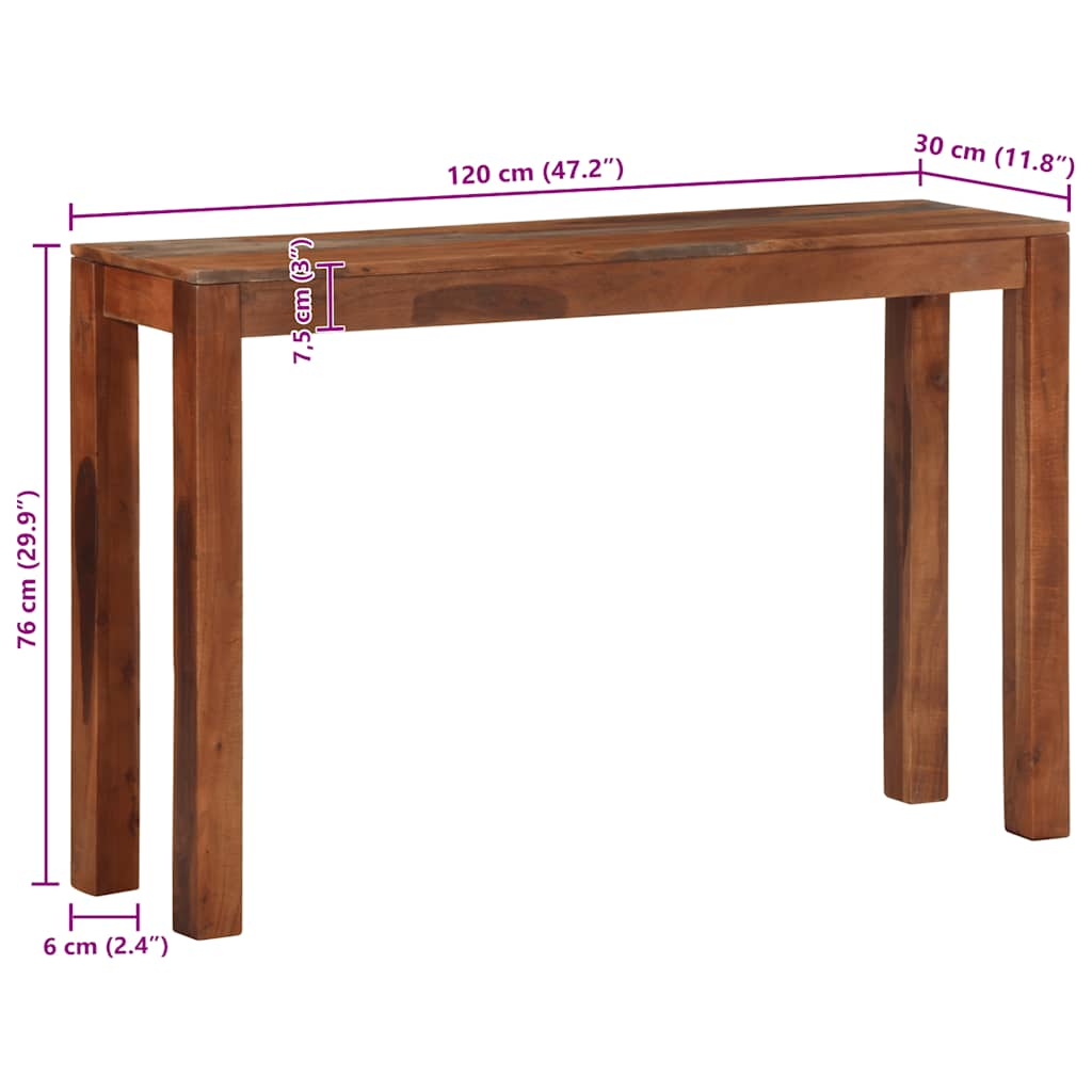 Консольный столик 120x30x76 см Массив акации