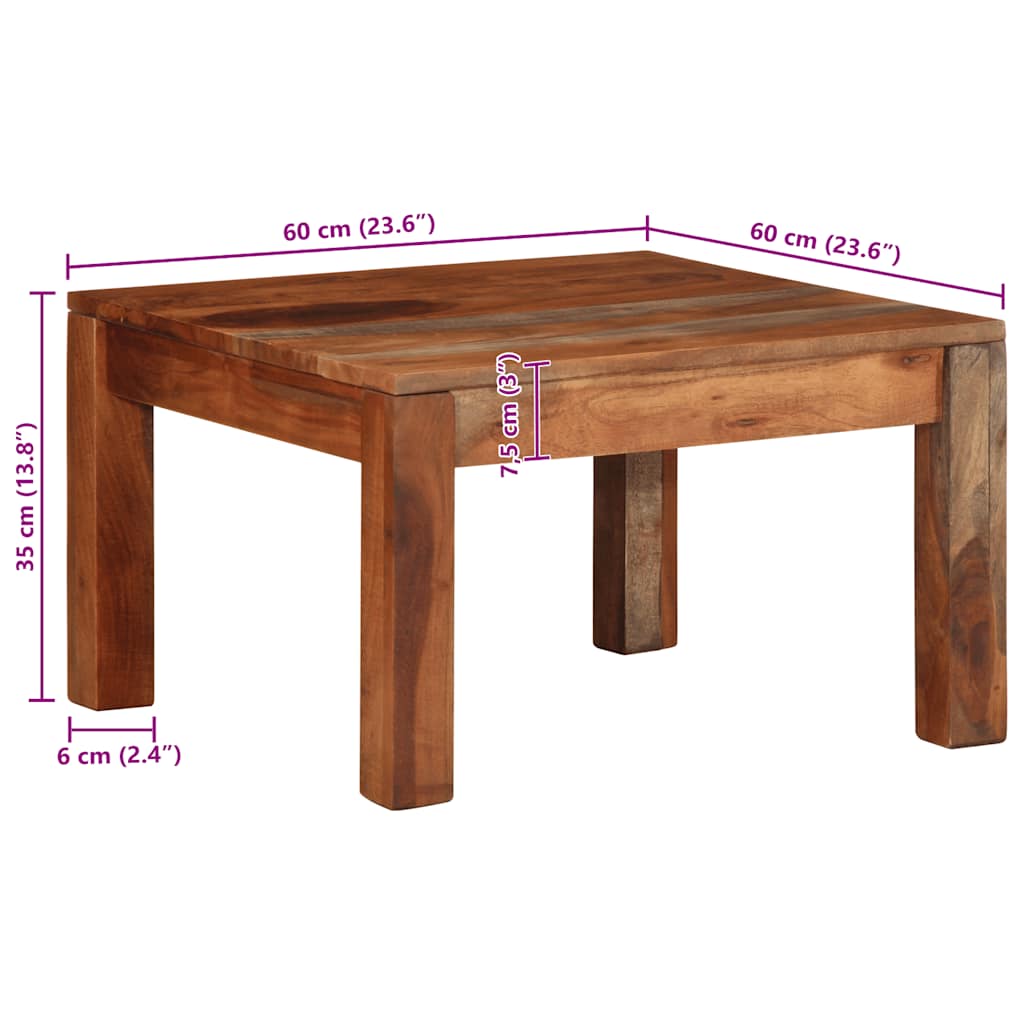 Журнальный столик 60x60x35 см Массив акации