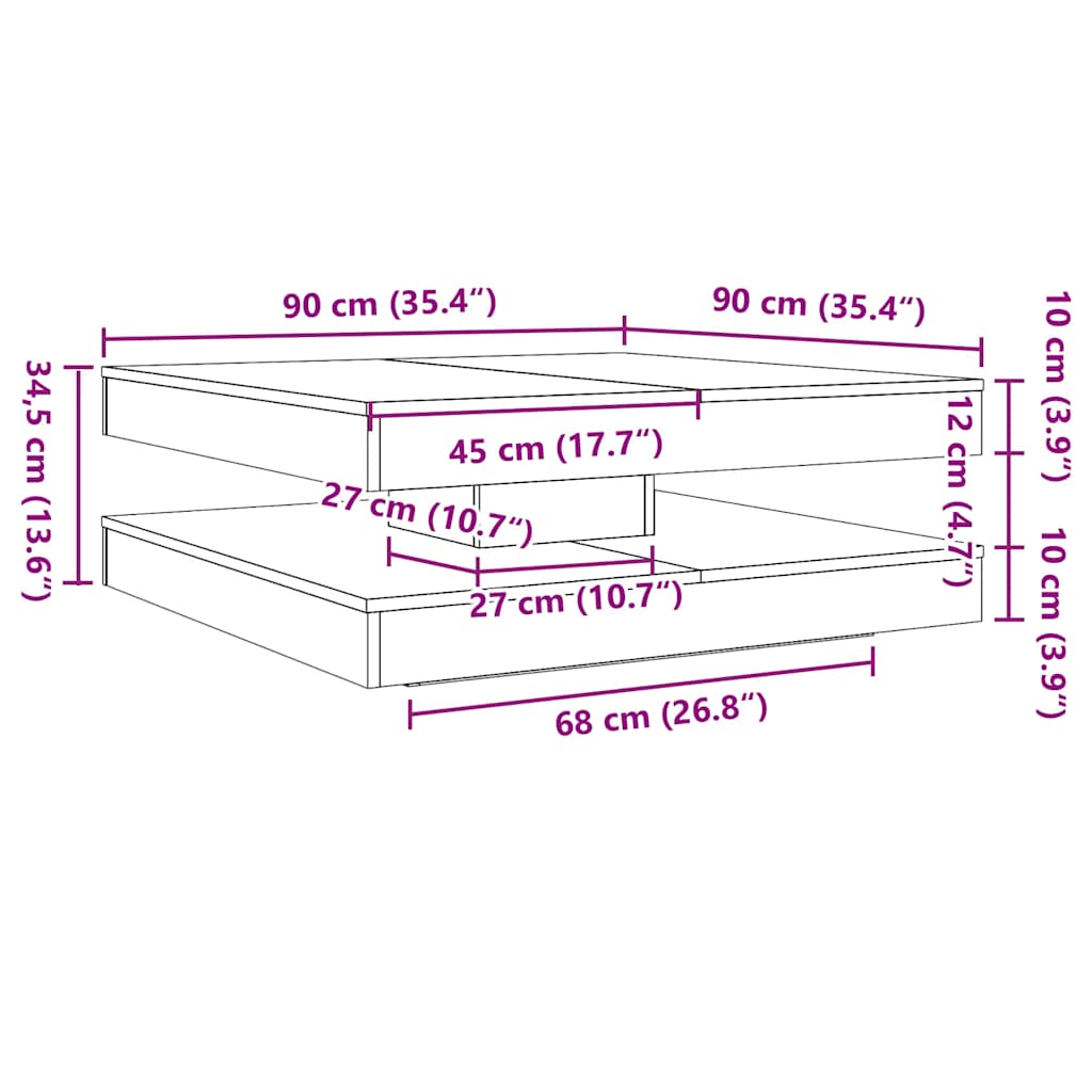 diivanilaud 360 kraadi pööratav Sonoma tamm 90x90x34,5 cm