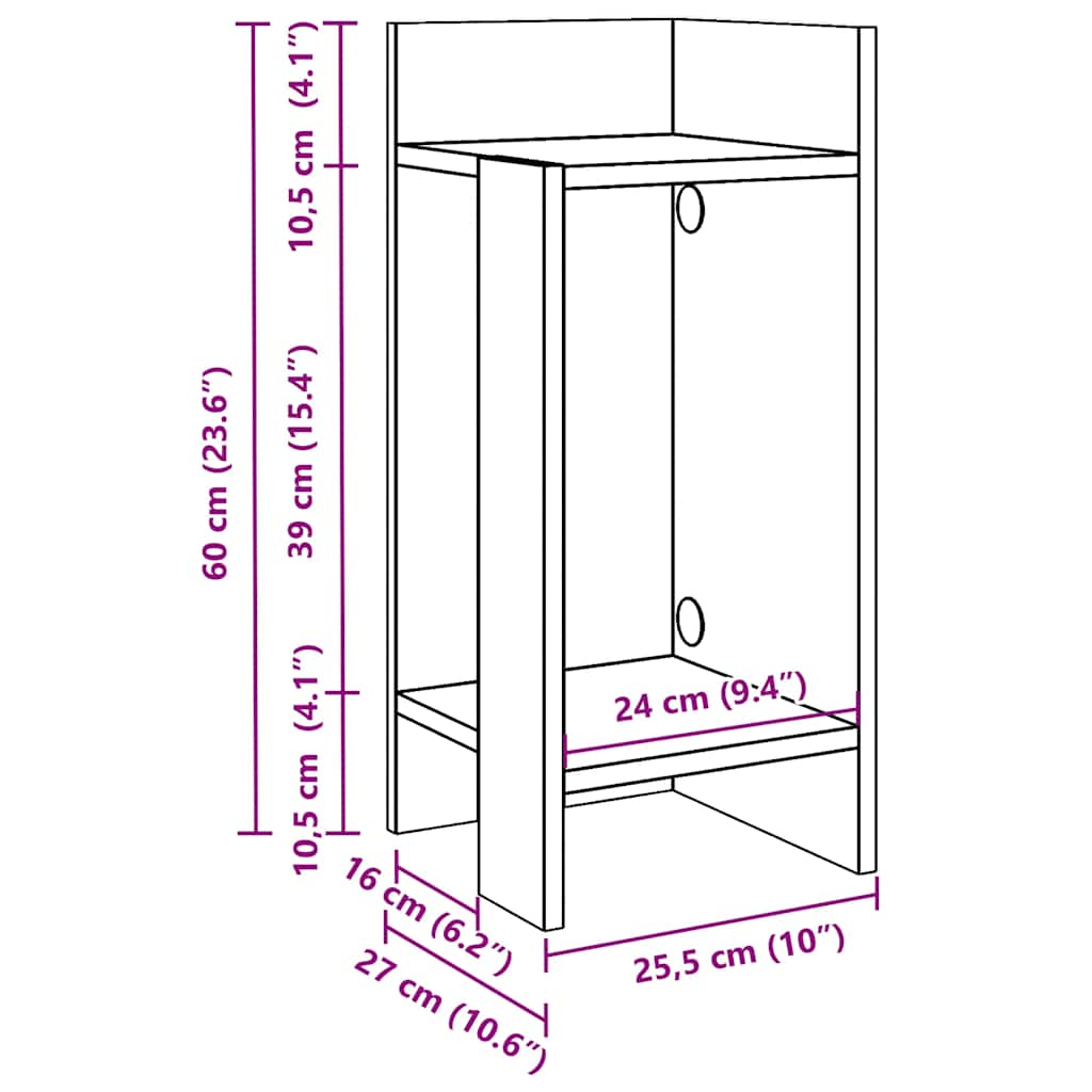 lisalauad 2 tk riiuliga, valge, 25,5x27x60 cm