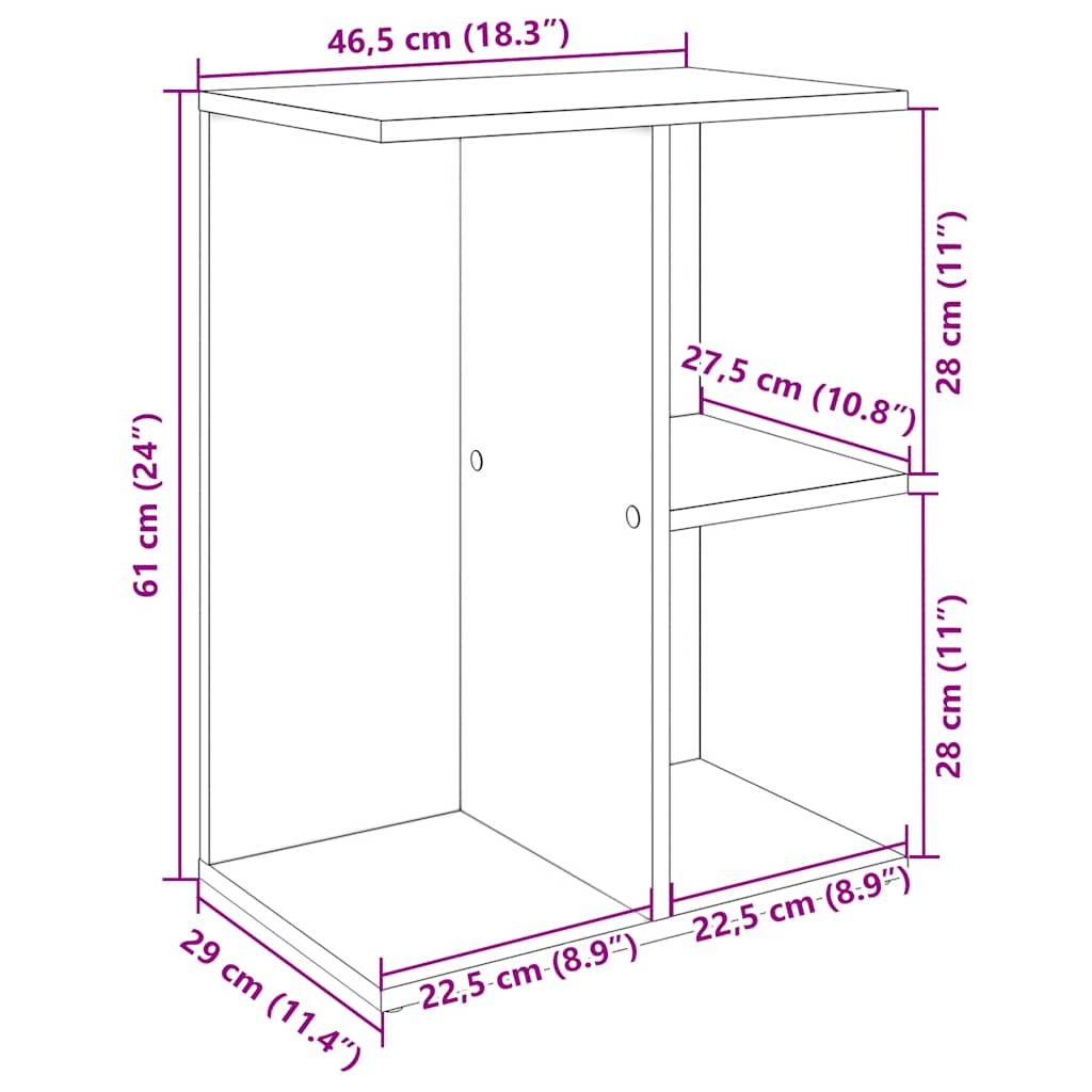 тумбочка прикроватная, черная, дуб, 46,5x29x61 см, искусственное дерево