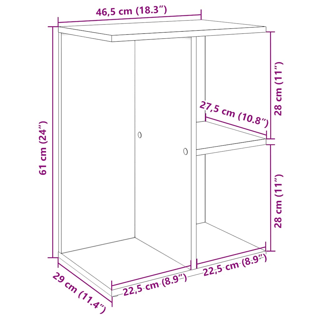 прикроватные тумбочки, 2 шт., дымчатый дуб, 46,5x29x61 см, искусственное дерево