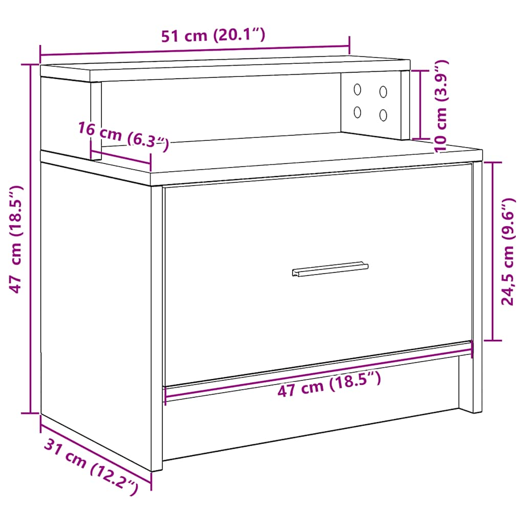 Тумбочка прикроватная с ящиком Белая 51x31x47 см