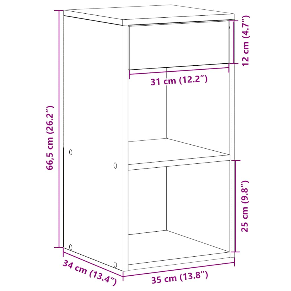 Тумбочка прикроватная с ящиком Белая 35x34x66,5 см