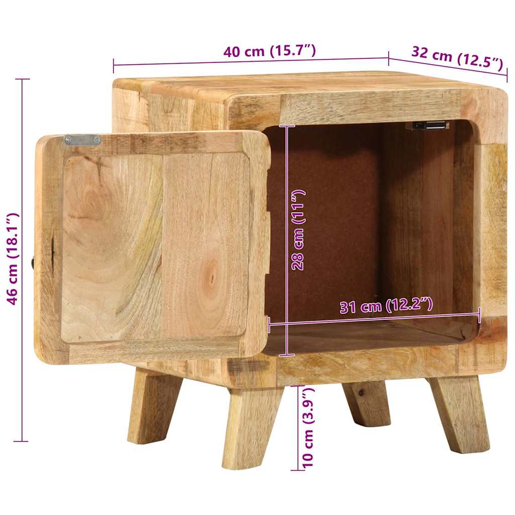 öökapp 2 tk 40x32x46 cm täispuidust töötlemata mango