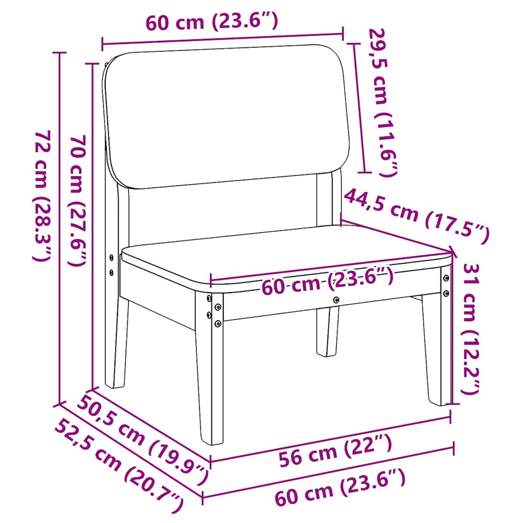 Садовый стул 60x52,5x72 см Массив сосны