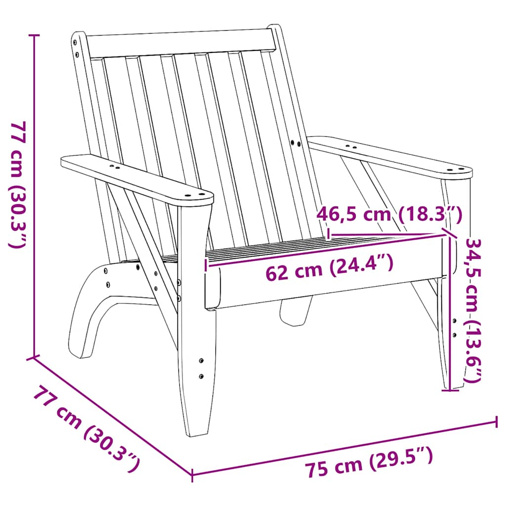 Садовый стул Adirondack 75x77x77 см Массив сосны