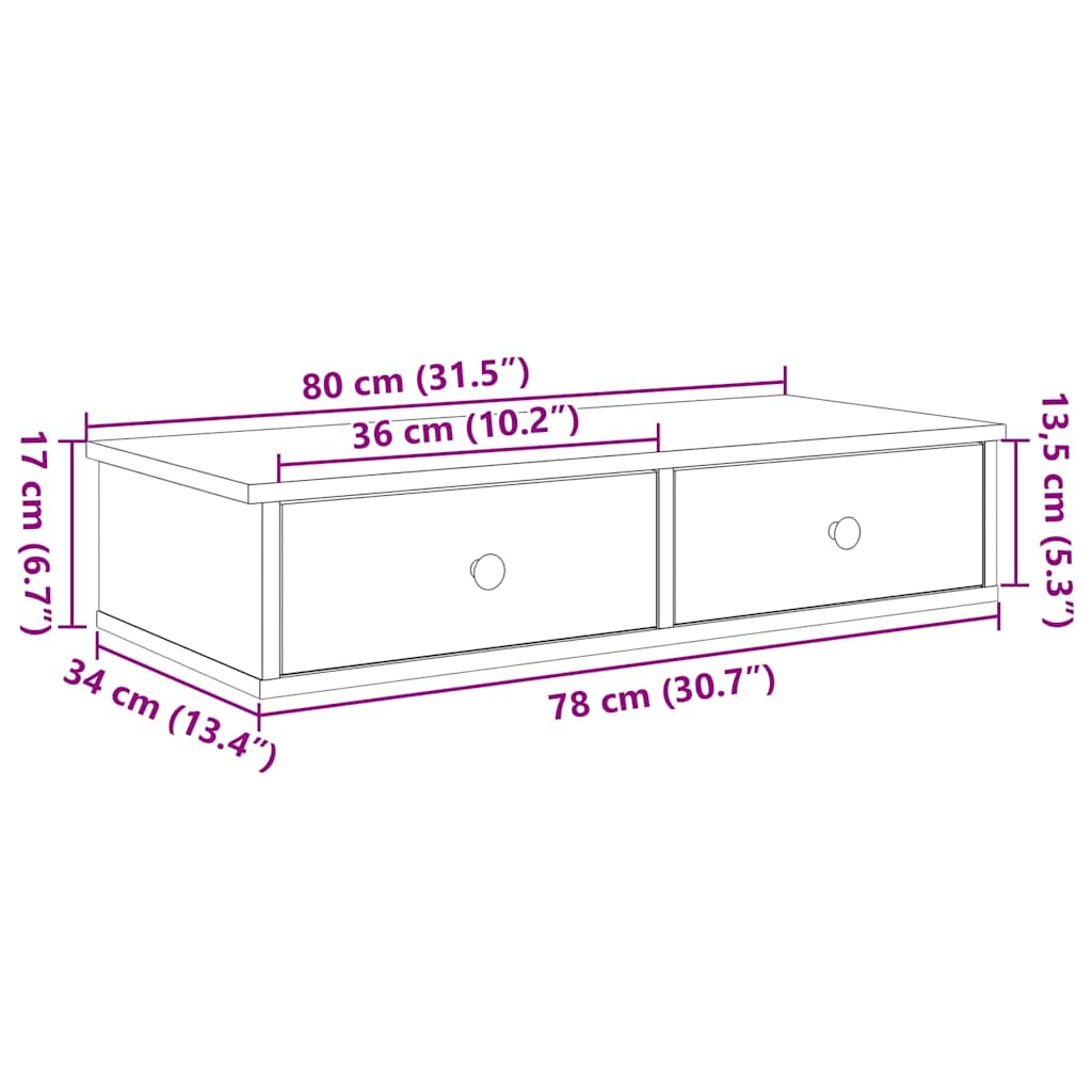 seinariiul sahtlitega, hall sonoma tamm, 80x34x17 cm, tehispuit