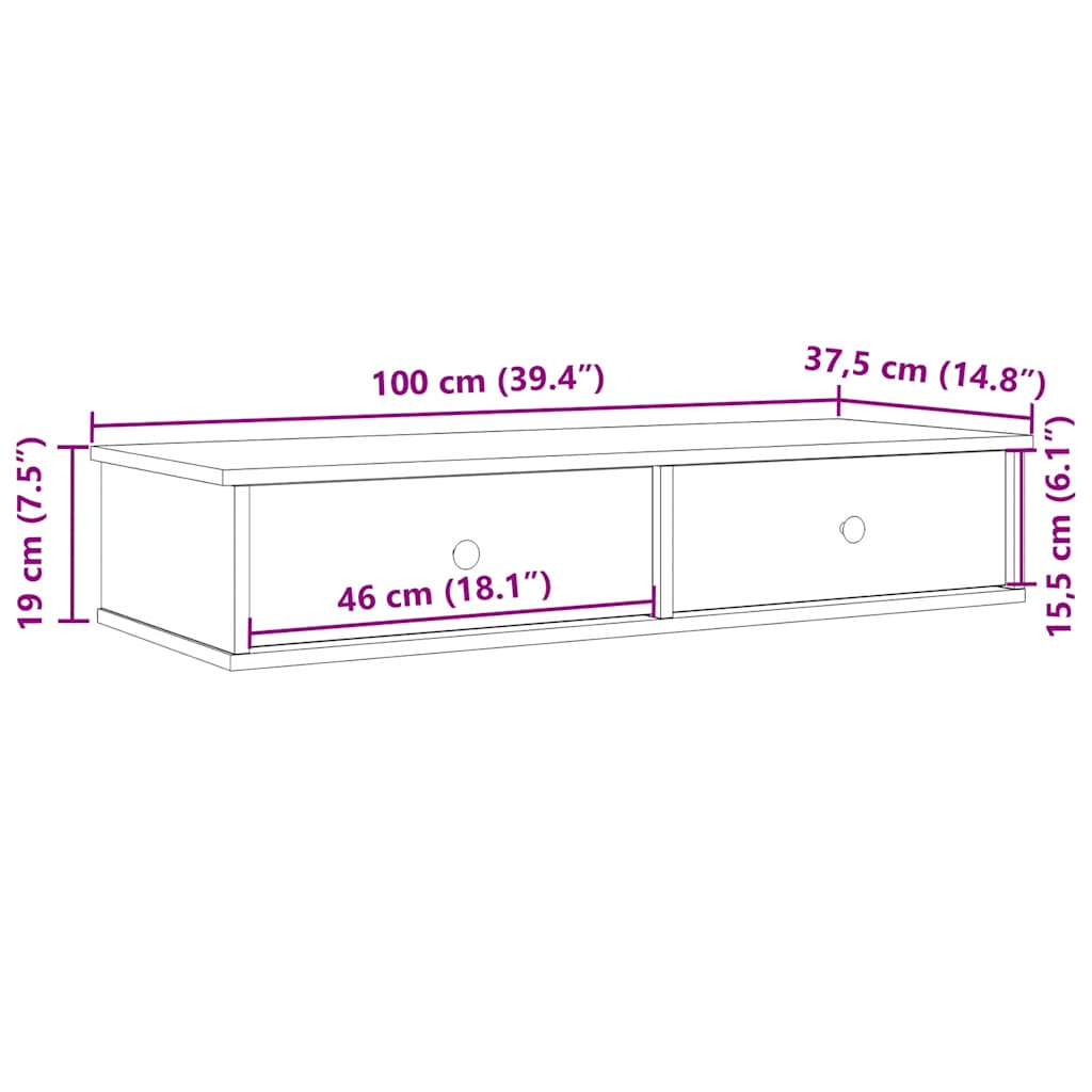 seinariiul sahtlitega, suitsutatud tamm, 100x37,5x19 cm