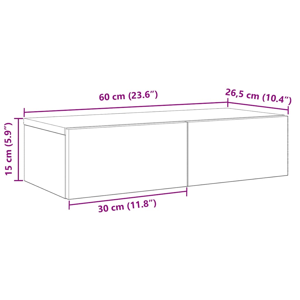 seinariiul sahtlitega, hall sonoma tamm, 60 x 26,5 x 15 cm