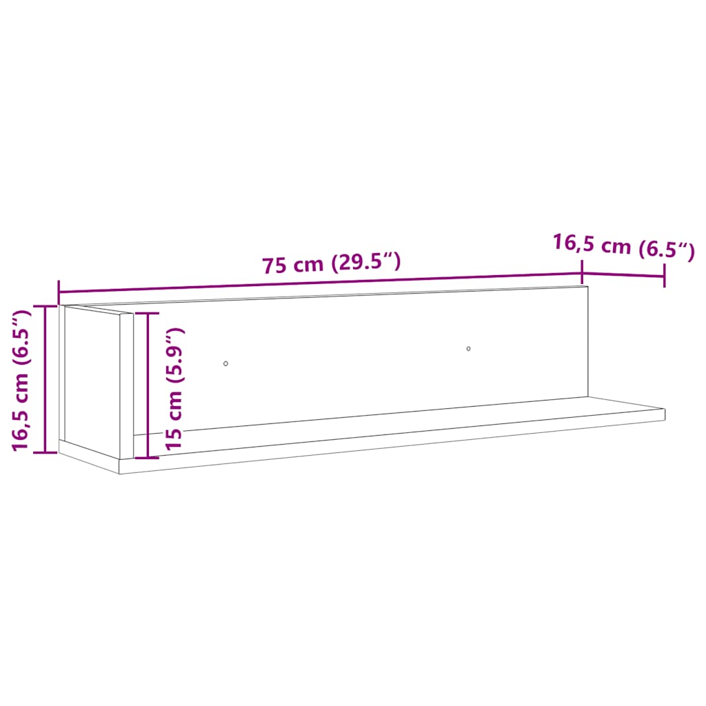 seinariiulid 2 tk valget 75x16,5x16,5 cm ehituspuit