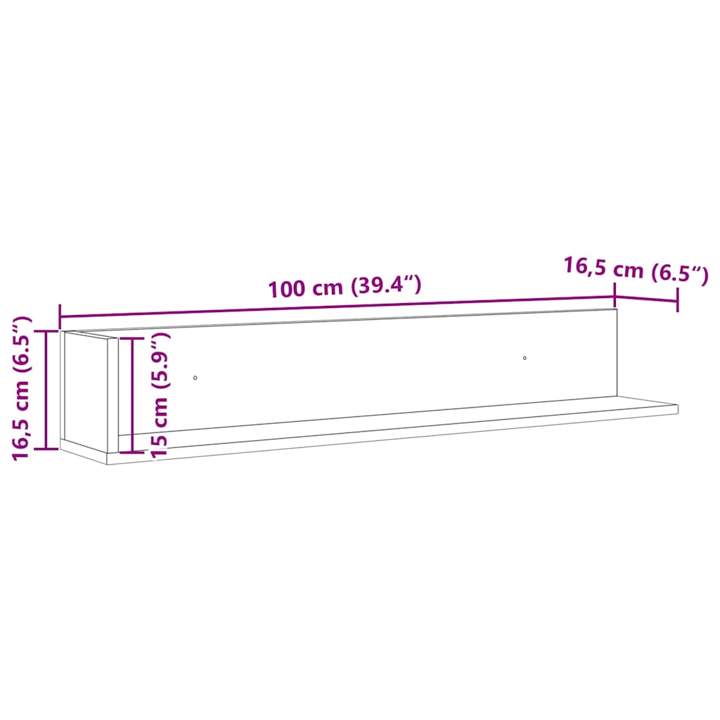 seinariiulid 2 tk, must, 100 x 16,5 x 16,5 cm, tehispuit