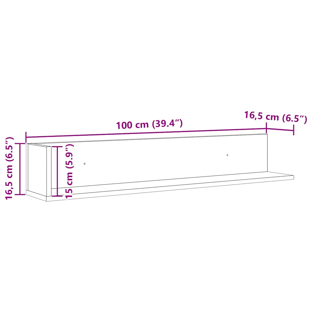 seinariiulid 2 tk, sonoma tamm, 100 x 16,5 x 16,5 cm, tehispuit