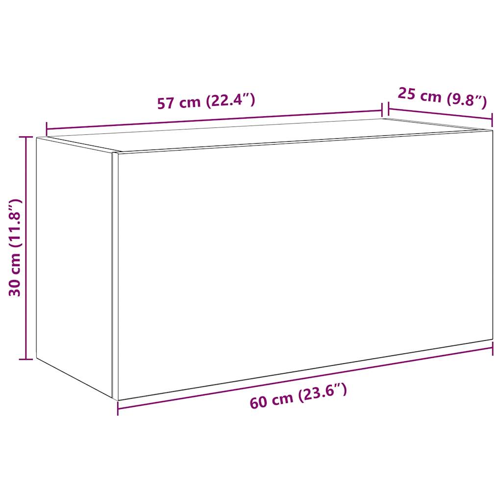 настенный шкаф для ванной комнаты, копченый дуб, 60 x 25 x 30 см, искусственное дерево