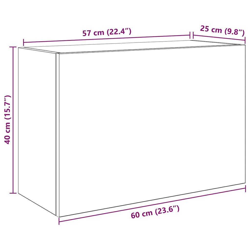 настенный шкаф для ванной комнаты, копченый дуб, 60 x 25 x 40 см, искусственное дерево