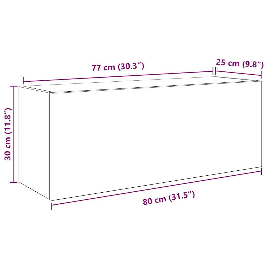 vannitoa seinakapp, suitsutatud tamm, 80 x 25 x 30cm, tehispuit