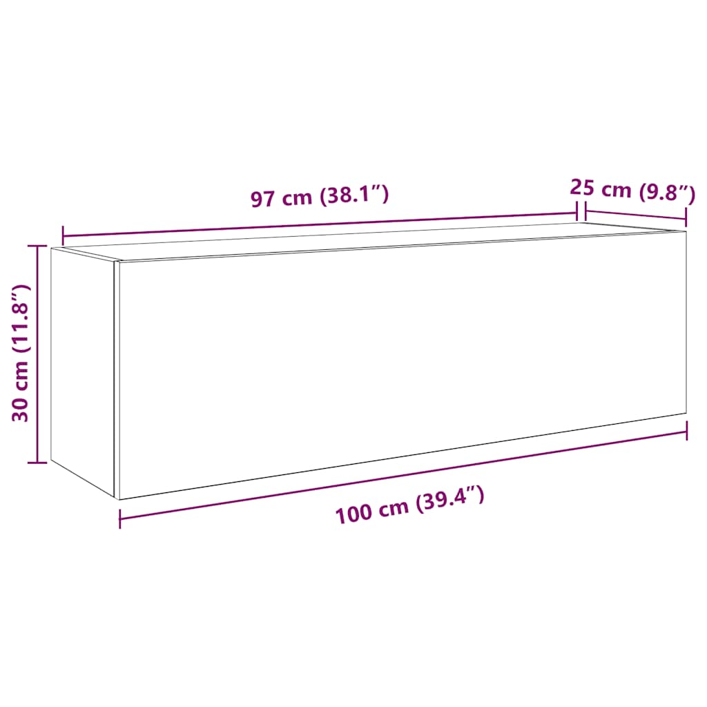 Навесной шкаф для ванной комнаты, дымчатый дуб, 100 x 25 x 30 см