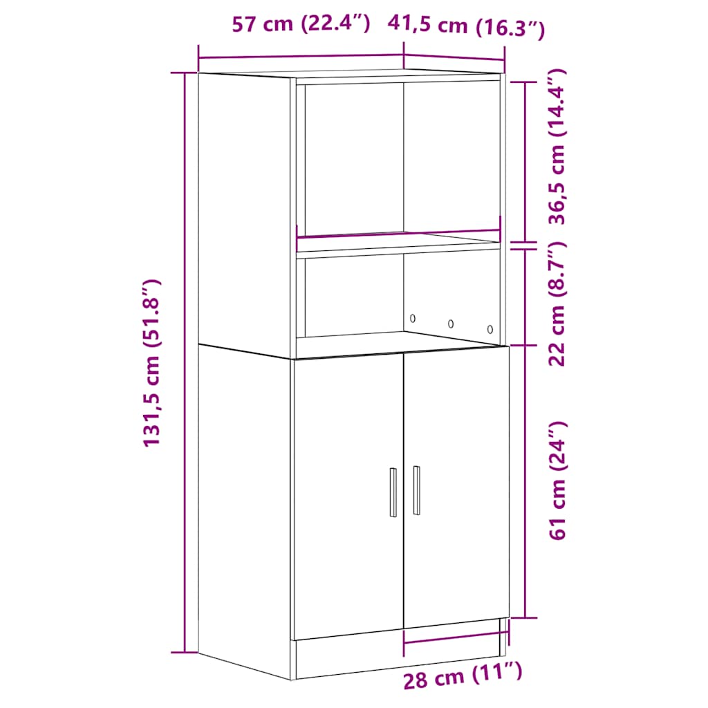 köögikapp valge 57x41,5x131,5 cm ehituspuit