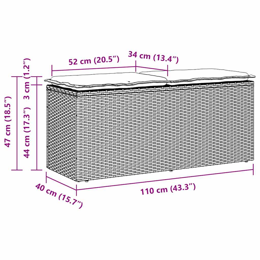 aiapink istmepadjaga, pruun, 110x40x44 cm, polürotang