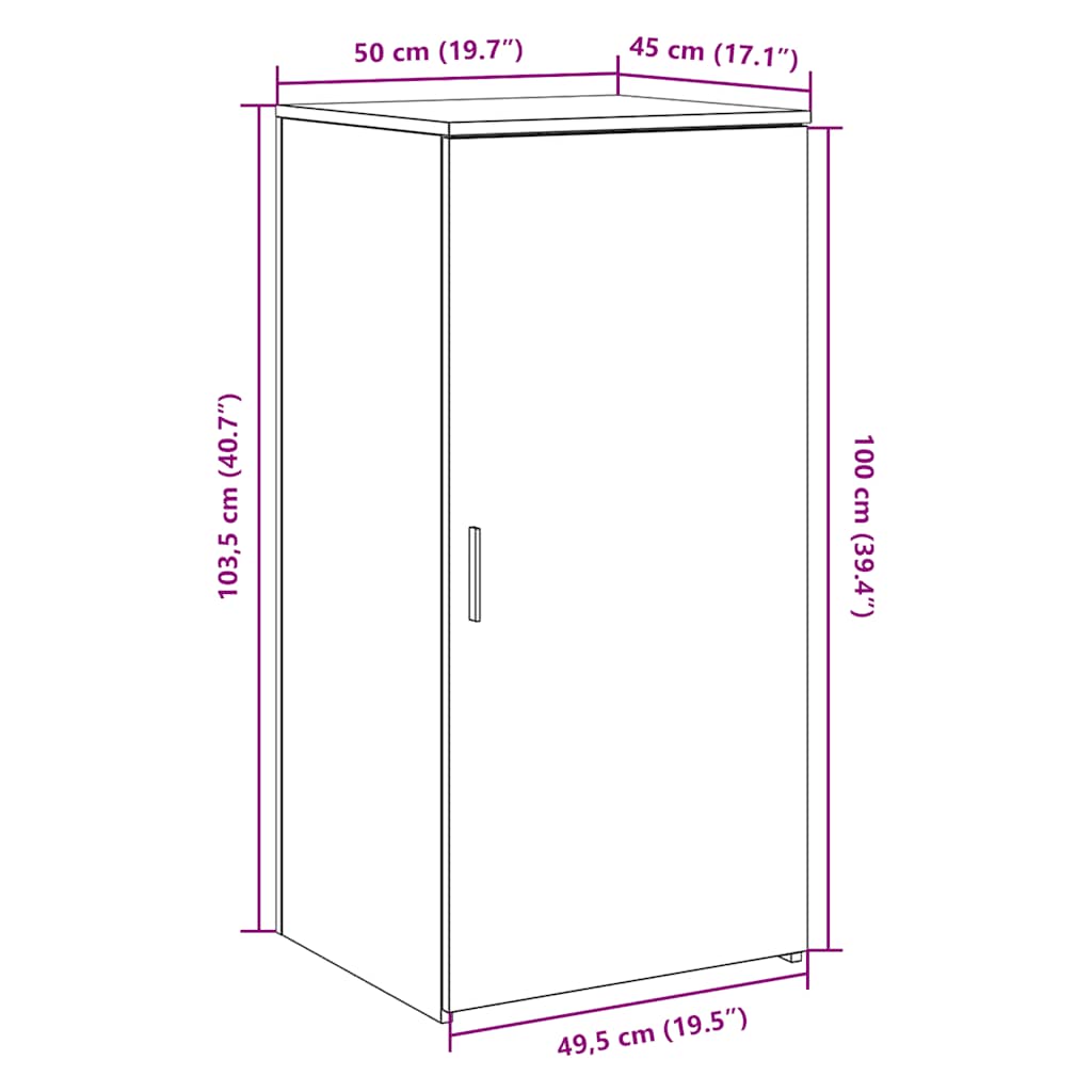 hoiukapp, suitsutatud tamm, 50x45x103,5 cm tehispuit