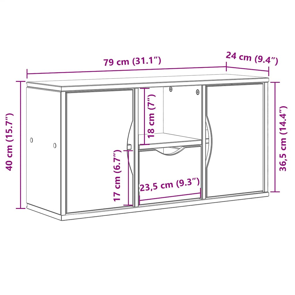 telerikapp sahtliga “ODDA” Valge 79x24x40 cm täispuidust mänd