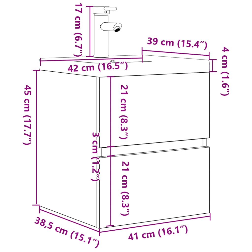 2-osaline vannitoa mööblikomplekt, betoonhall, tehispuit