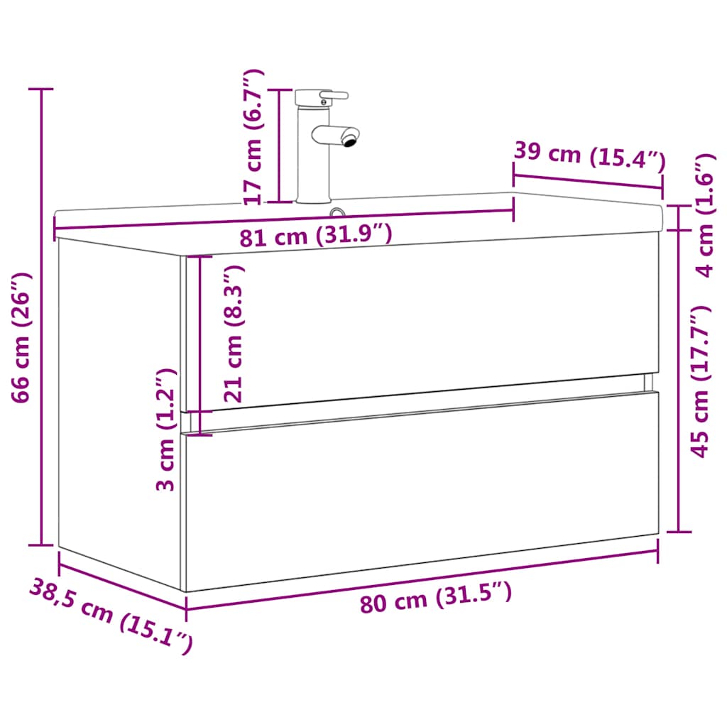 2-osaline vannitoa mööblikomplekt, betoonhall, tehispuit