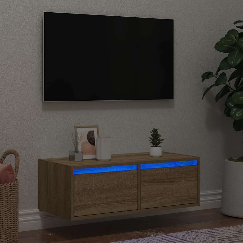 telerialus LED-tuledega, Sonoma tamm, 75x35,5x25 cm