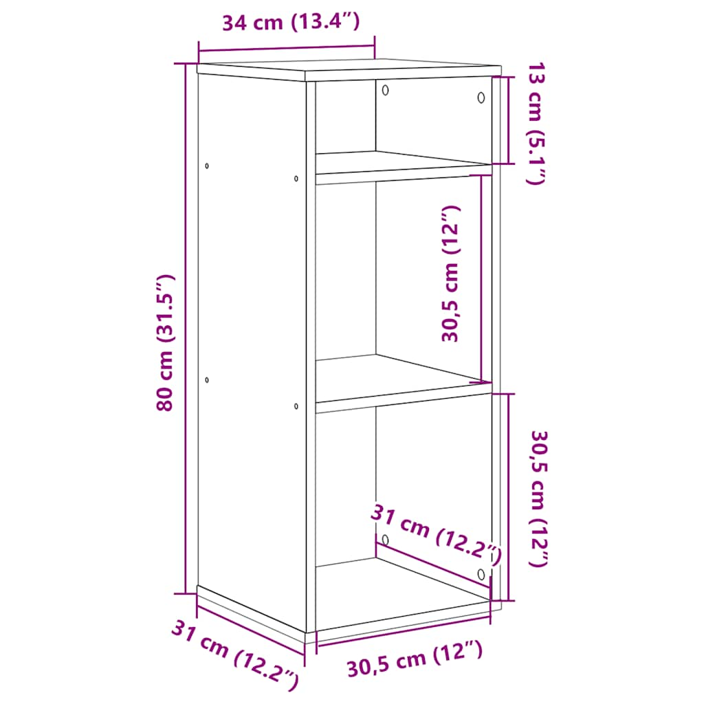 raamatukapp Valge 34x31x80 cm Engineered Wood