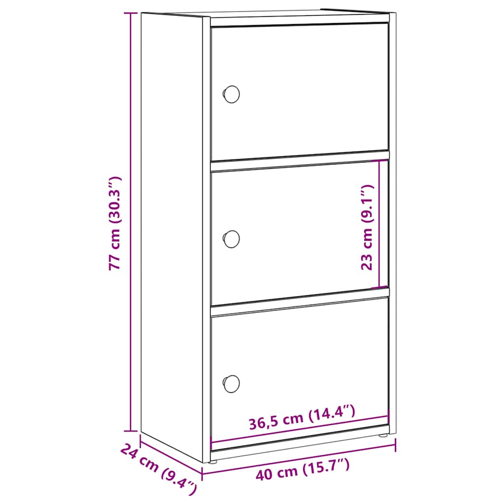 raamatualus, hall Sonoma tamm, 40x24x77 cm, tehispuit