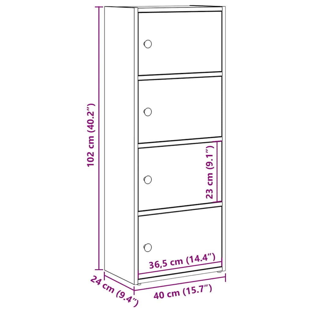 raamatualus, hall Sonoma tamm, 40x24x102 cm, tehispuit