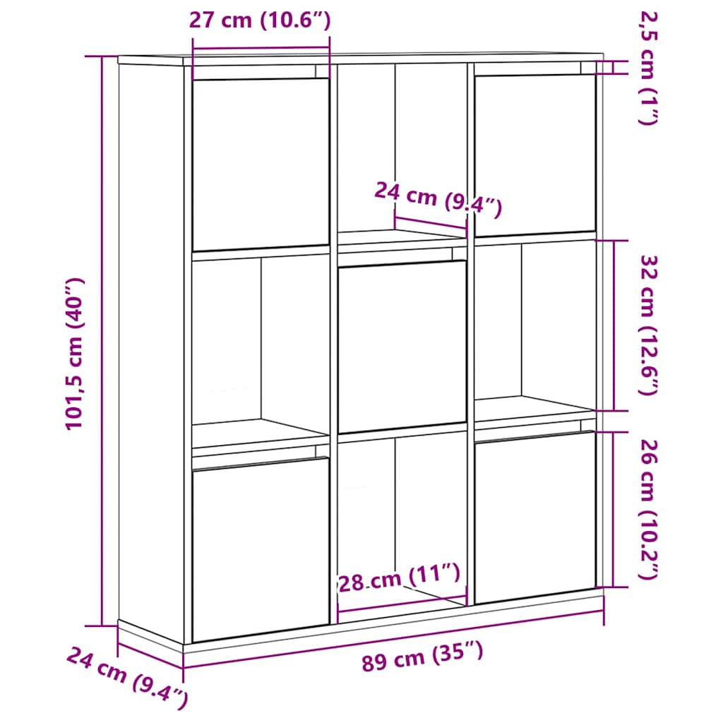 raamatualus, hall Sonoma tamm, 89x24x101,5 cm, tehispuit