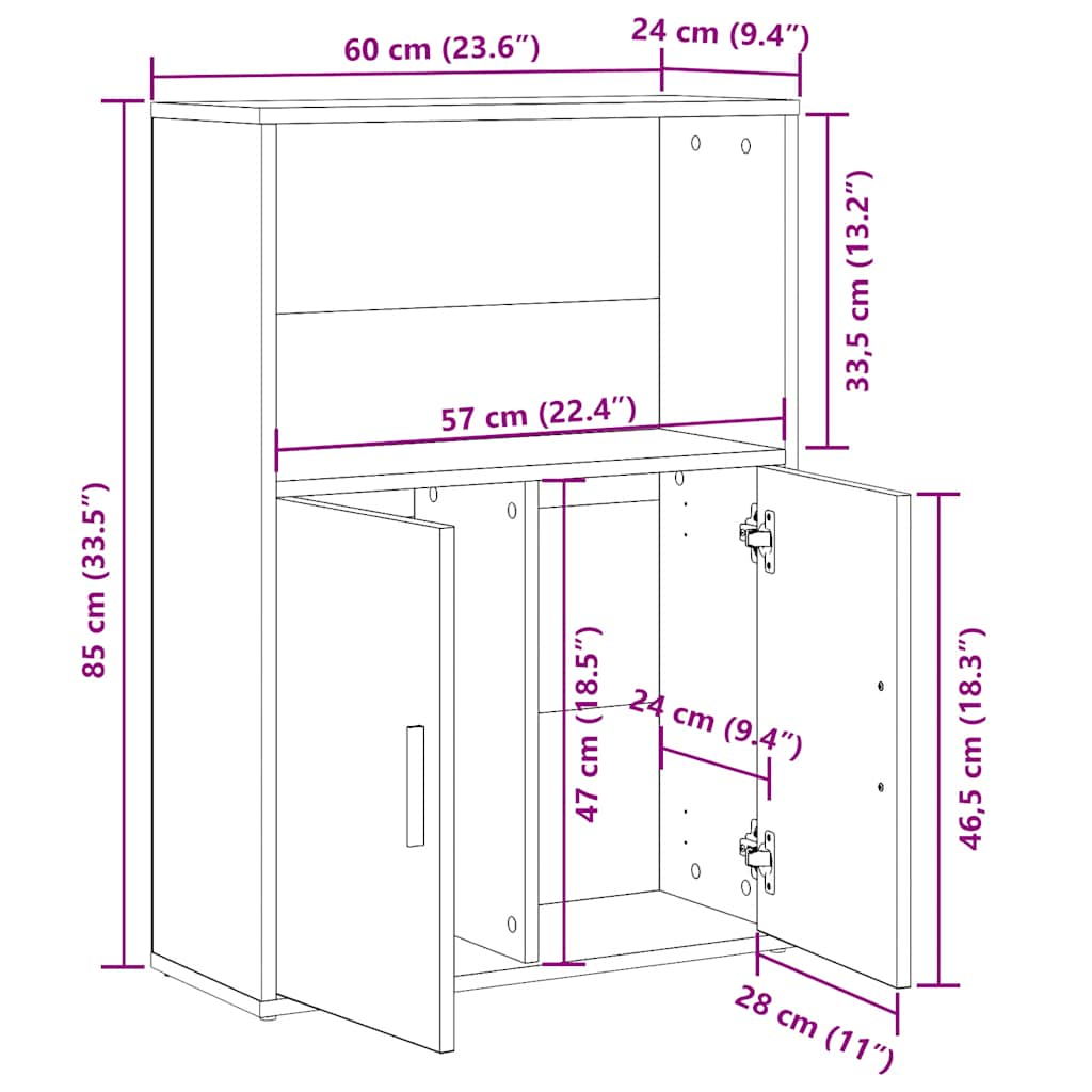 raamatualus, hall Sonoma tamm, 60x24x85 cm, tehispuit