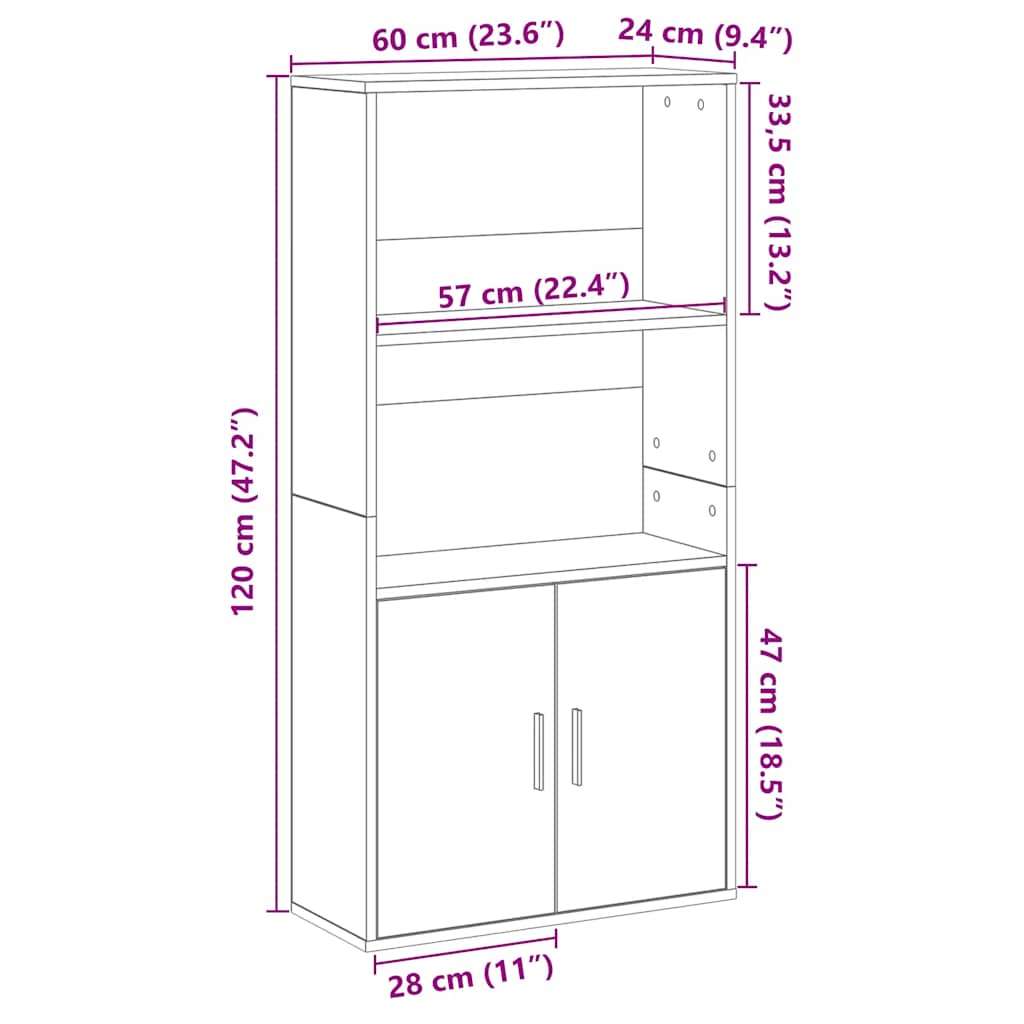 raamatualus, Sonoma tamm, 60x24x120 cm, tehispuit