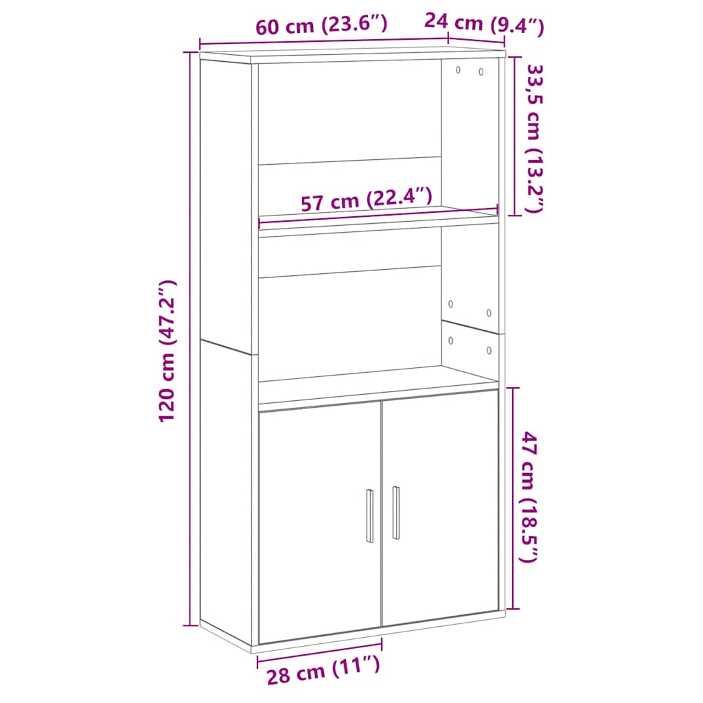 raamatualus, pruun tamm, 60x24x120 cm, tehispuit