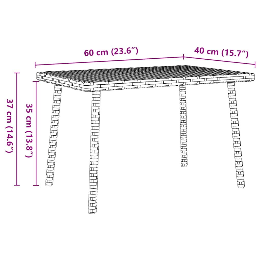 Журнальный столик для сада прямоугольный коричневый 60x40x37 см