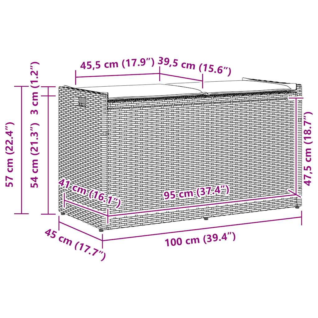 välihoiupink padjaga, must 100 cm polürotangist