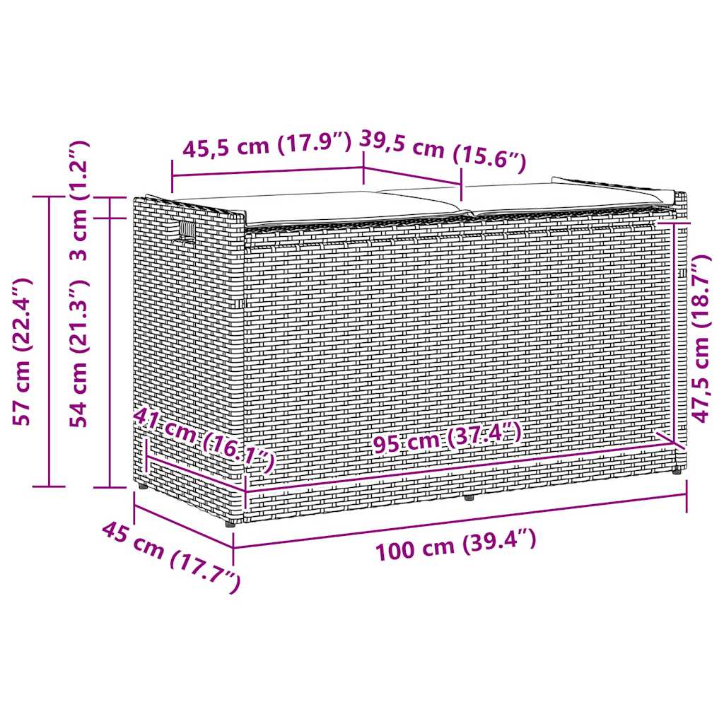 välihoiupink padjaga beež 100 cm polürotangist