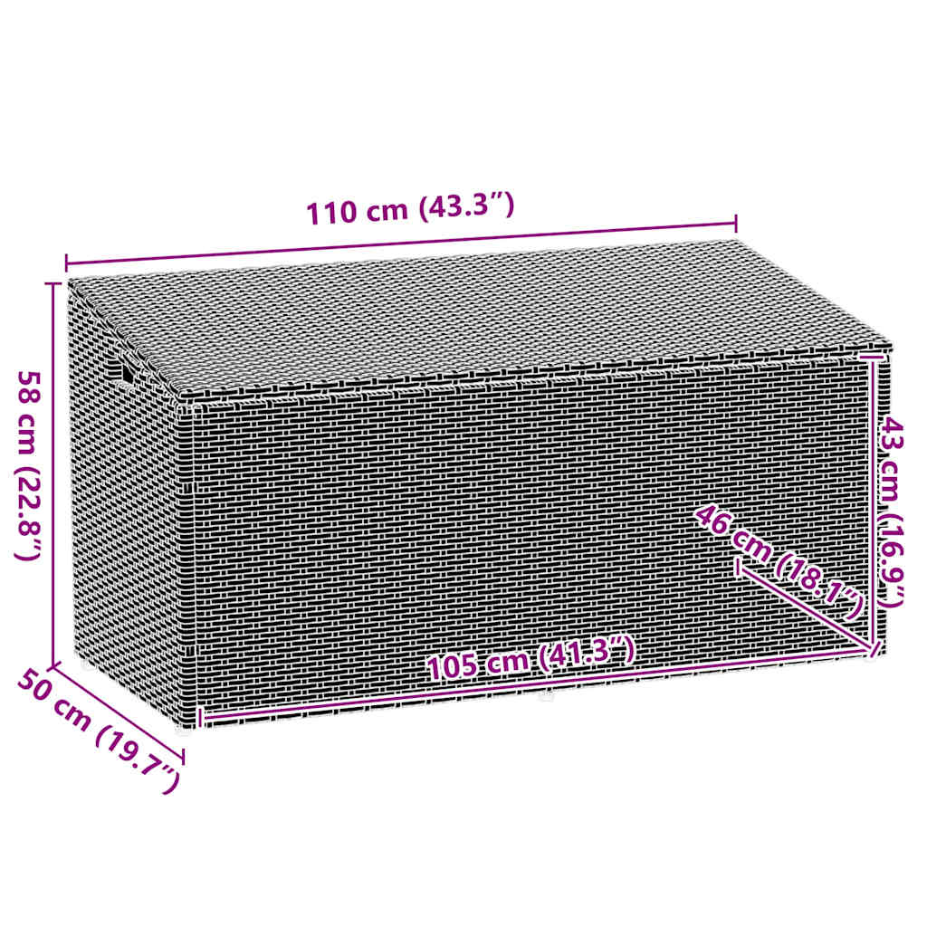 Садовый ящик для хранения вещей бежевый 110x50x58 см полираттан