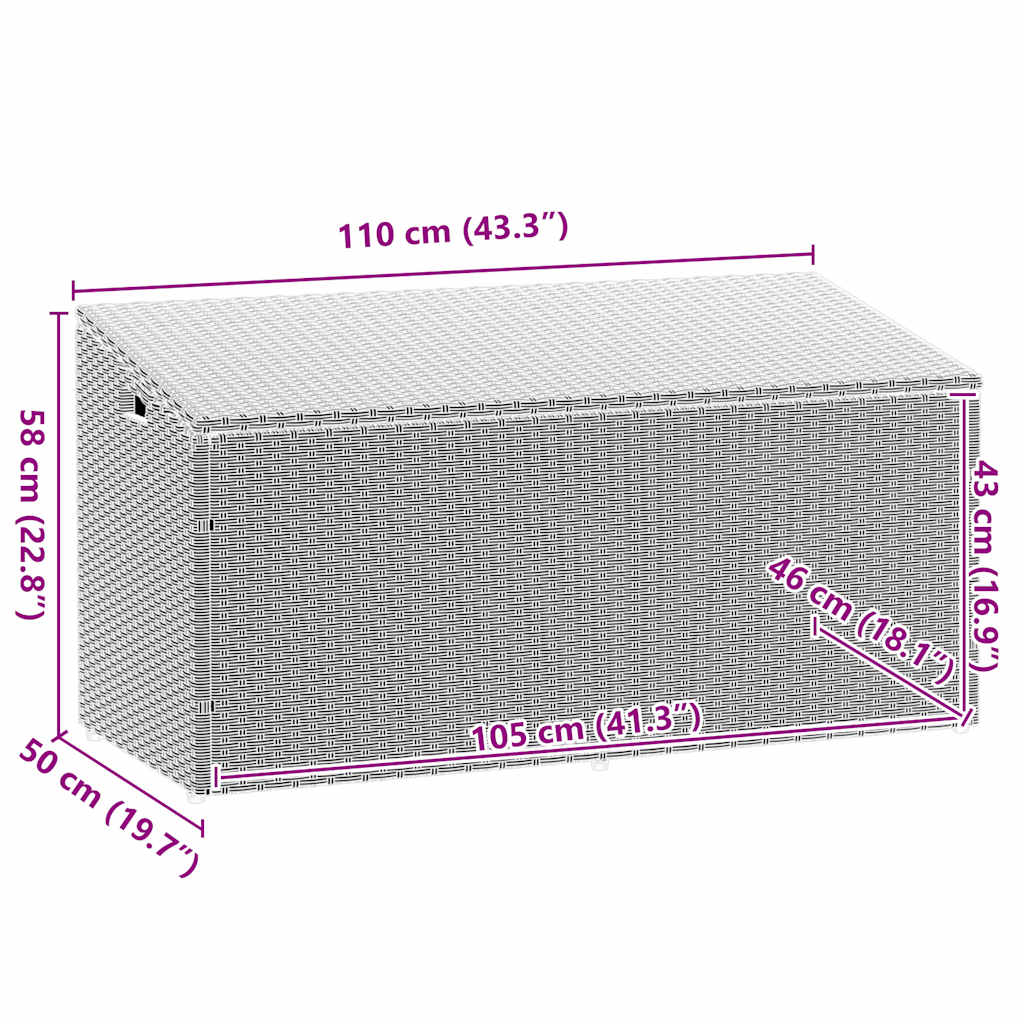 Садовый ящик для хранения светло-серый 110x50x58 см полираттан