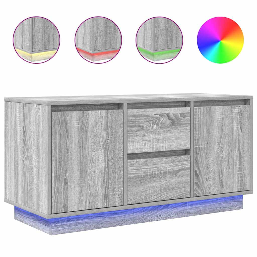 LED-tuledega telerikapp, hall Sonoma tamm, 100x41x50 cm