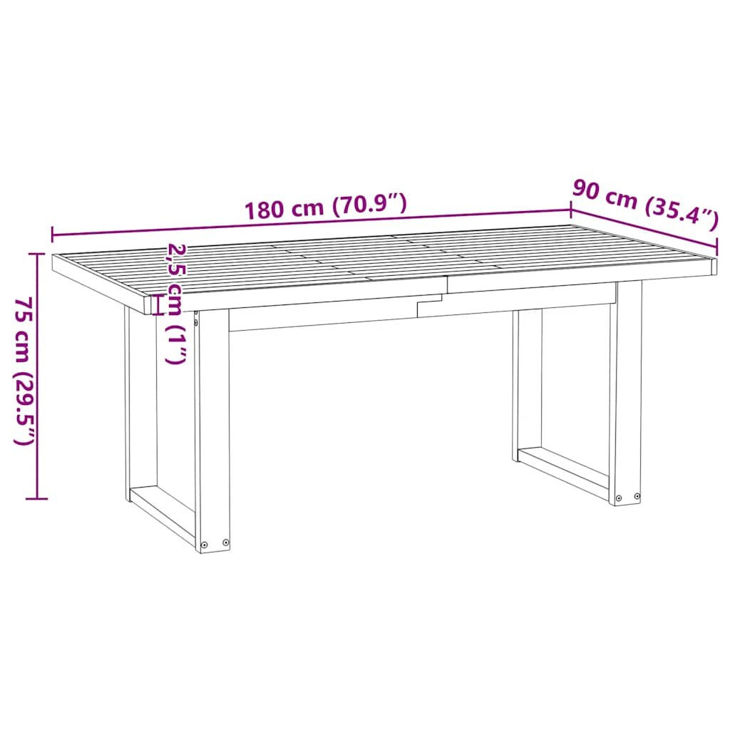 söögilaud "NOAIN" U-kujulised jalad 180x90x75 cm