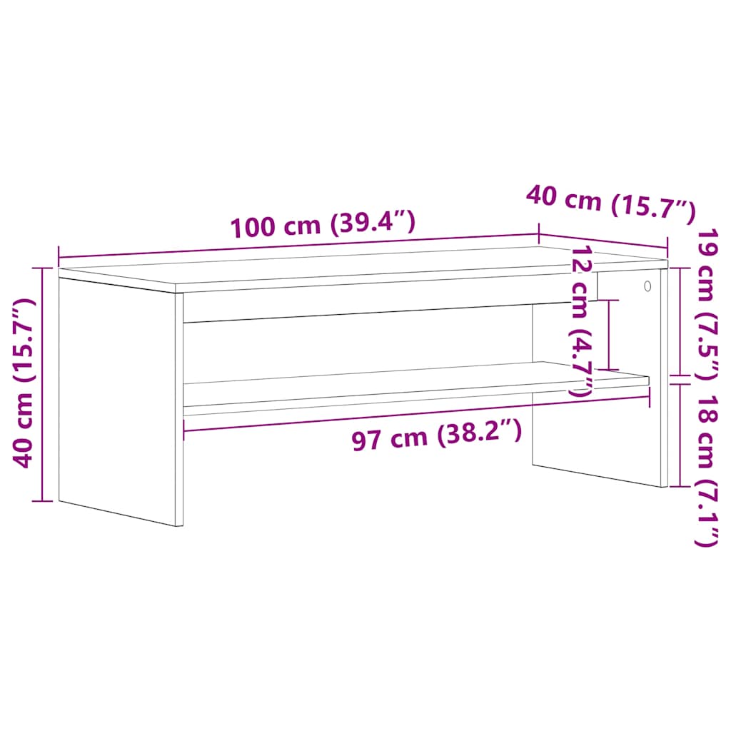 telerikapp, valge, 100 x 40 x 40 cm, puitlaastplaat