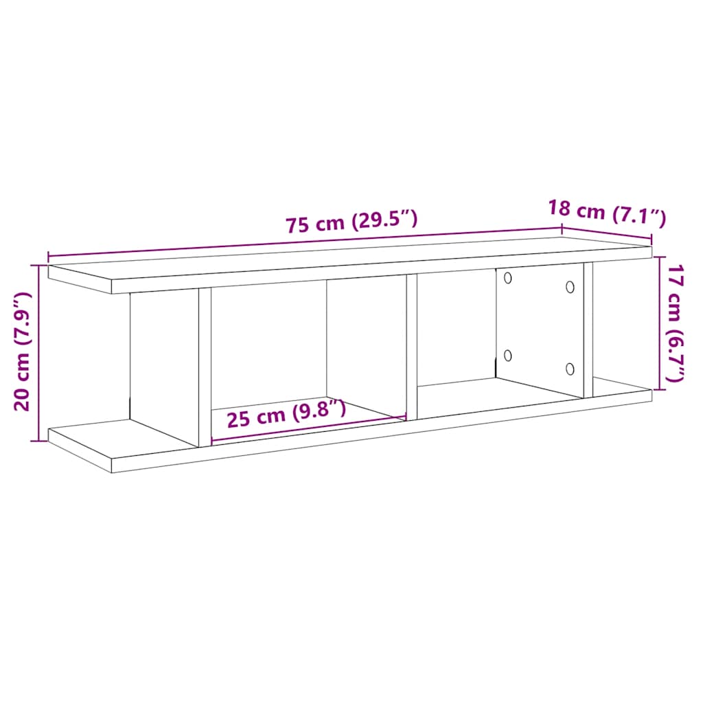 seinariiulid 2 tk must tamm 75x18x20 cm insenerpuit