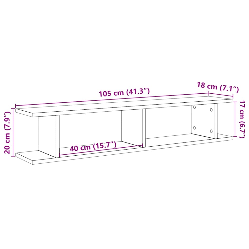 seinariiulid 2 tk, must tamm, 105x18x20 cm, tehispuit