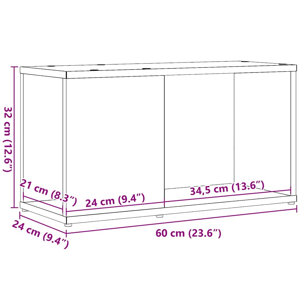 Тумба под ТВ, черный дуб, 60x24x32 см, искусственное дерево