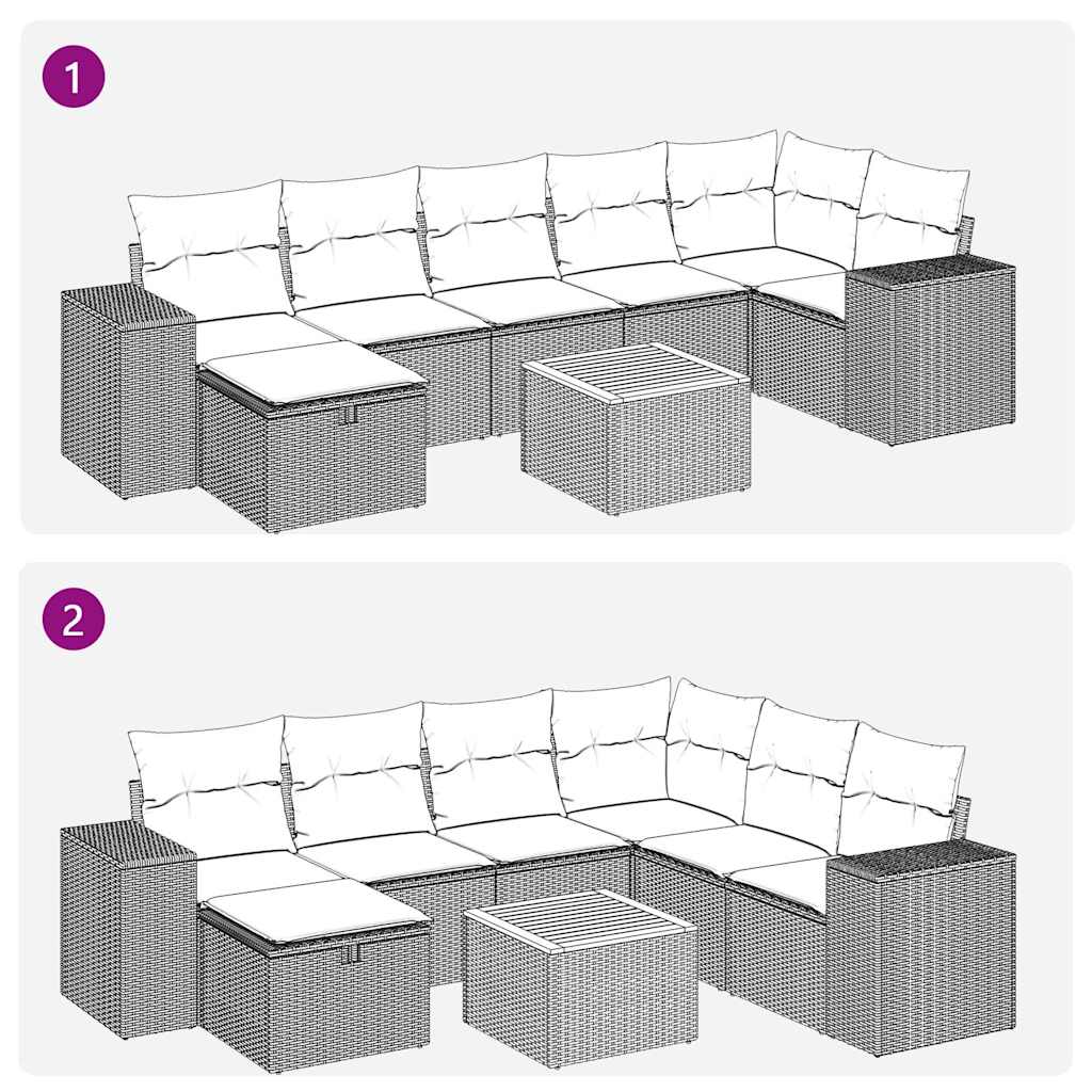 8-osaline aiadiivani komplekt patjadega, must, polürotang