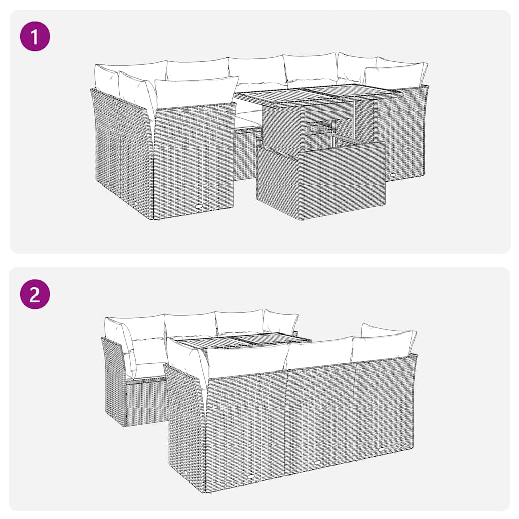 7-osaline aiadiivani komplekt patjadega, hall, polürotang