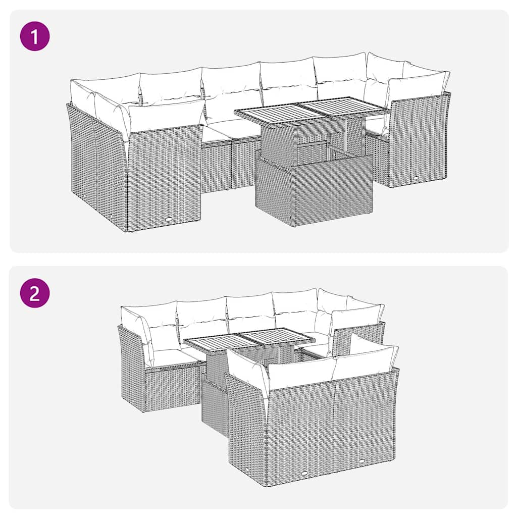 6-osaline aiadiivani komplekt patjadega, hall, polürotang