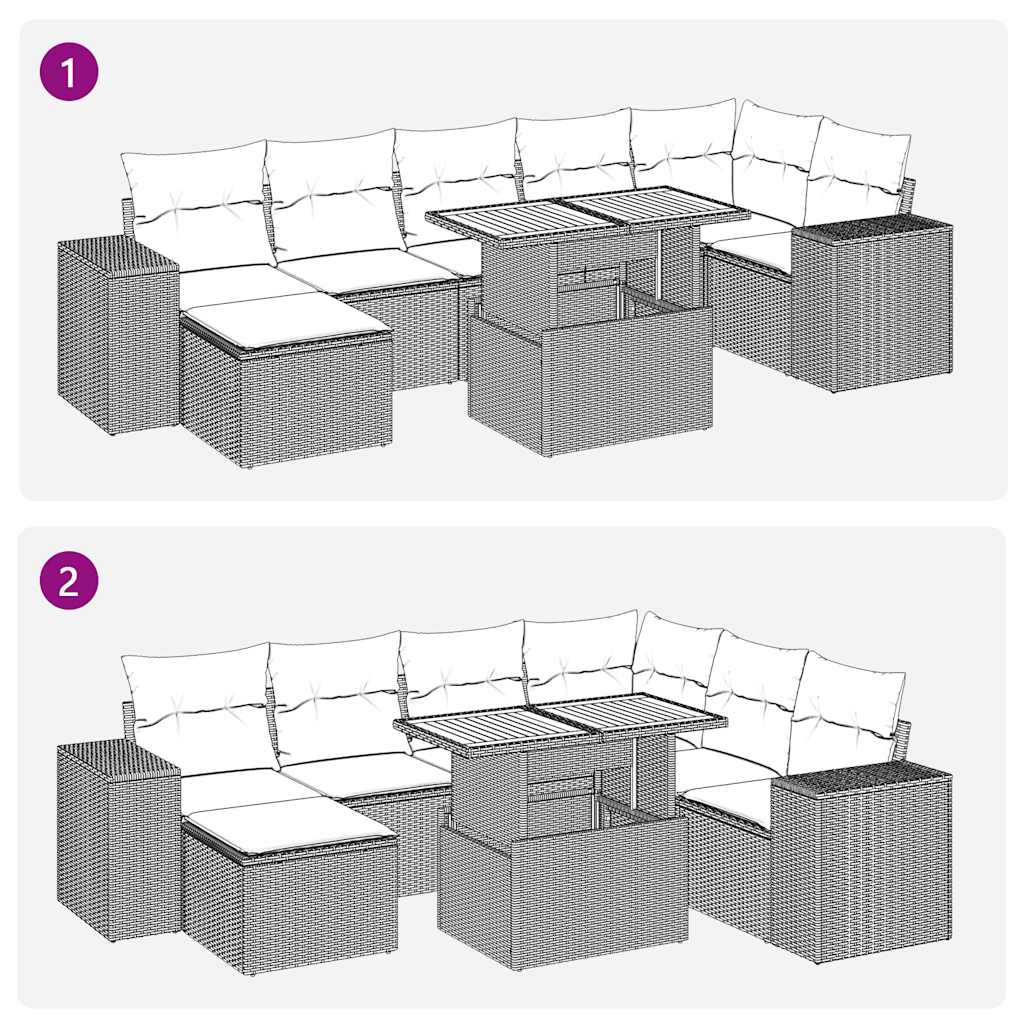 8-osaline aiadiivani komplekt patjadega, must, polürotang